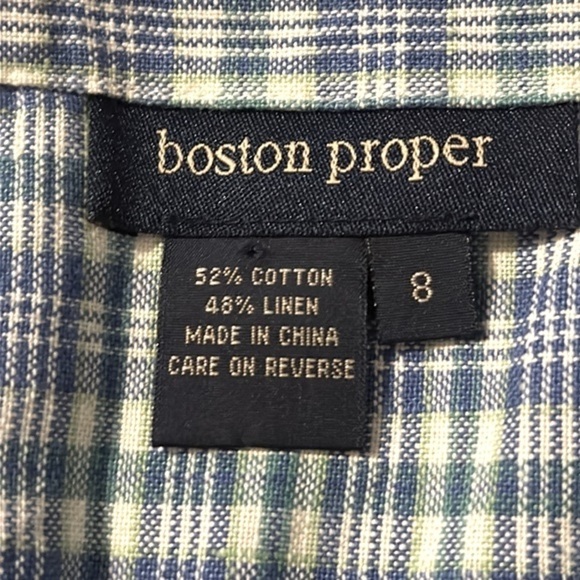 Women Boston Proper Blue Plaid Tie Top Cotton & Linen Skirt Size 8 - Picture 7 of 7